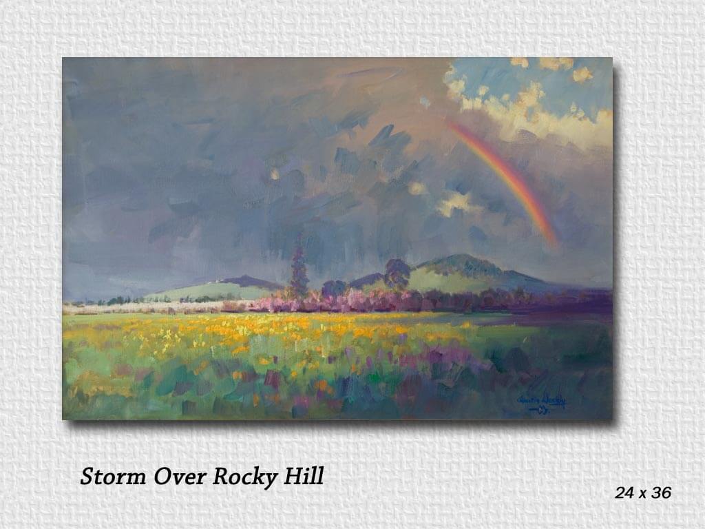 storm over rocky hill